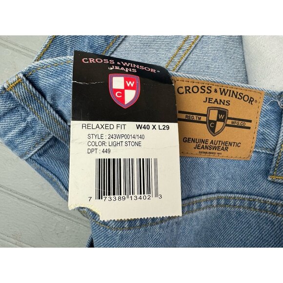 Cross & Winsor Size 40x29 Mens Jeans Relaxed Cotton (Actual Inseam 27.5) Light - Picture 3 of 5